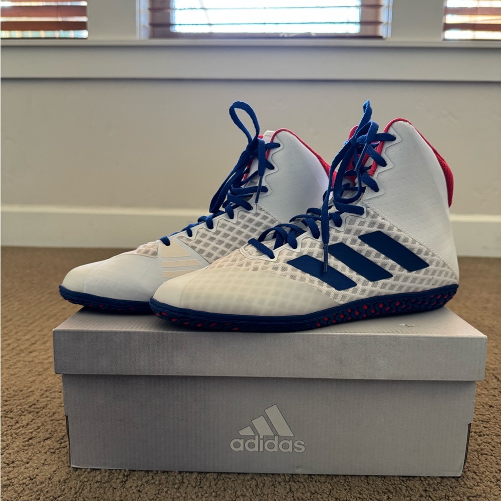 Adidas Mat Wizard 4 Red White and Royal Size 8 Wrestling Shoes NIB